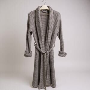 Brooklinen Dreamweave Waffle Robe Tie Waist Turkish Cotton  Gray S/M